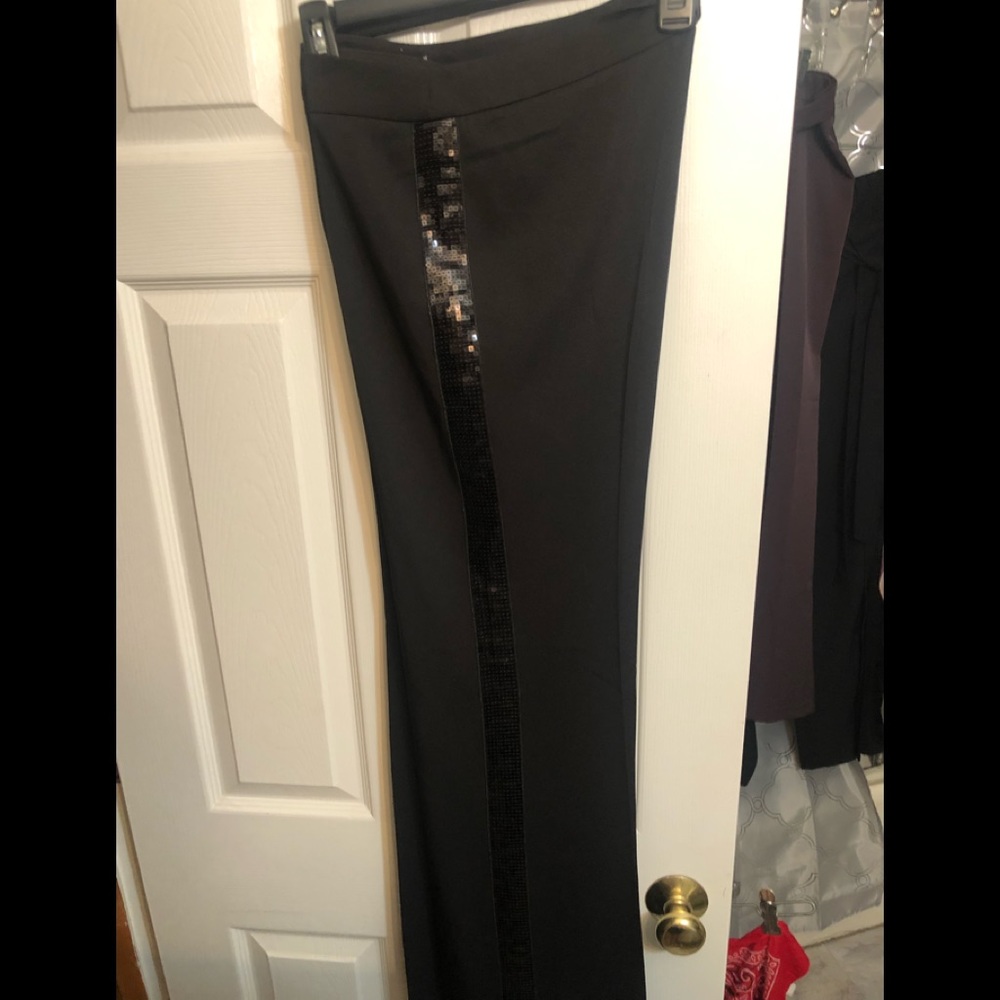 Morgan & Co. Black Wide Leg Pants with Sequin Detail
